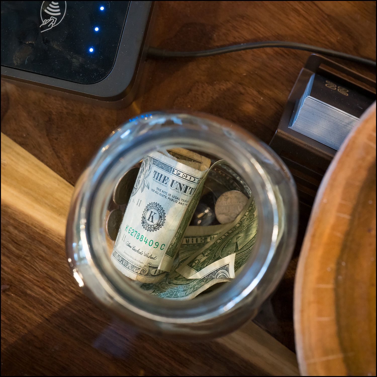 Photo: tip jar from above